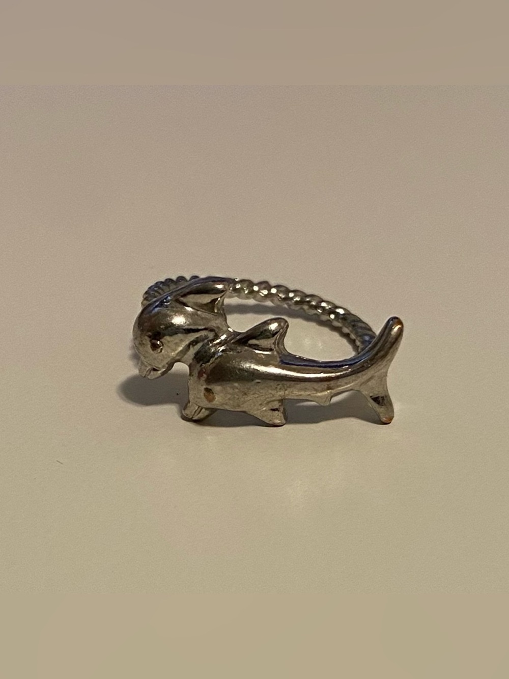 Silver tone dolphin ring size 8 or 8.5